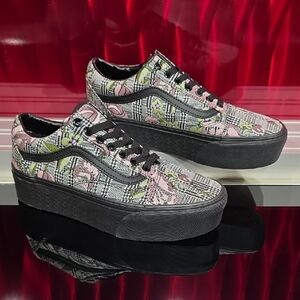 Old Skool Stackform Tapestry Floral Black Mens 8 Womens 9.5